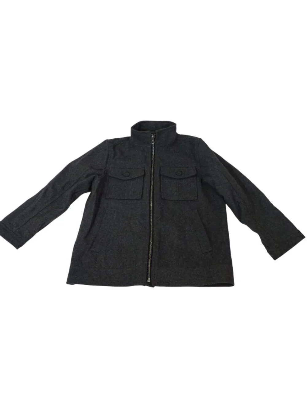 Old Navy Boys Wool Blend Full Zip Jacket Gray Size S 6-7 Pockets High Neck